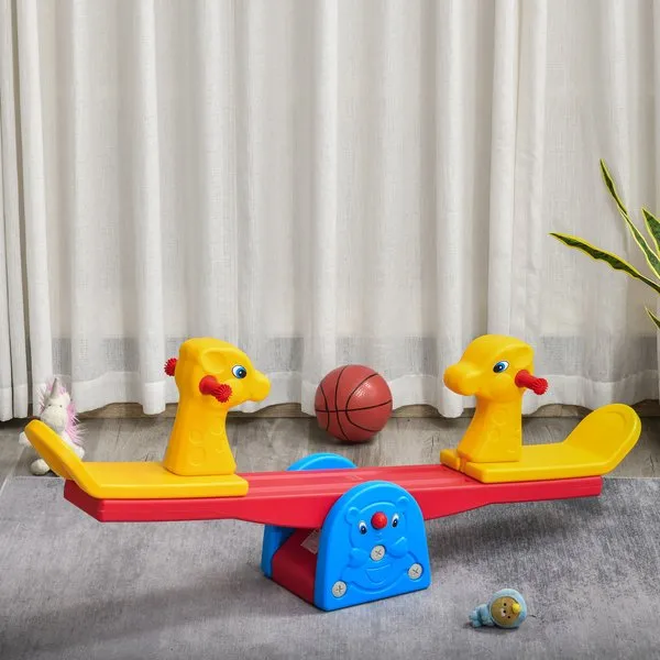 2 Seats Kids Seesaw Safe Teeter Totter W/ Easy-Grip Handle