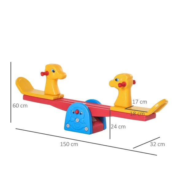 2 Seats Kids Seesaw Safe Teeter Totter W/ Easy-Grip Handle