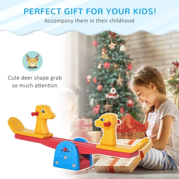 2 Seats Kids Seesaw Safe Teeter Totter W/ Easy-Grip Handle