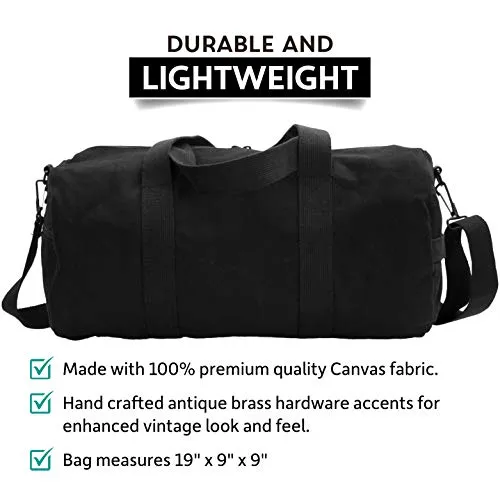 2nd Amendment Homeland Security Sport Heavyweight Canvas Duffel Bag in Black & White, Medium