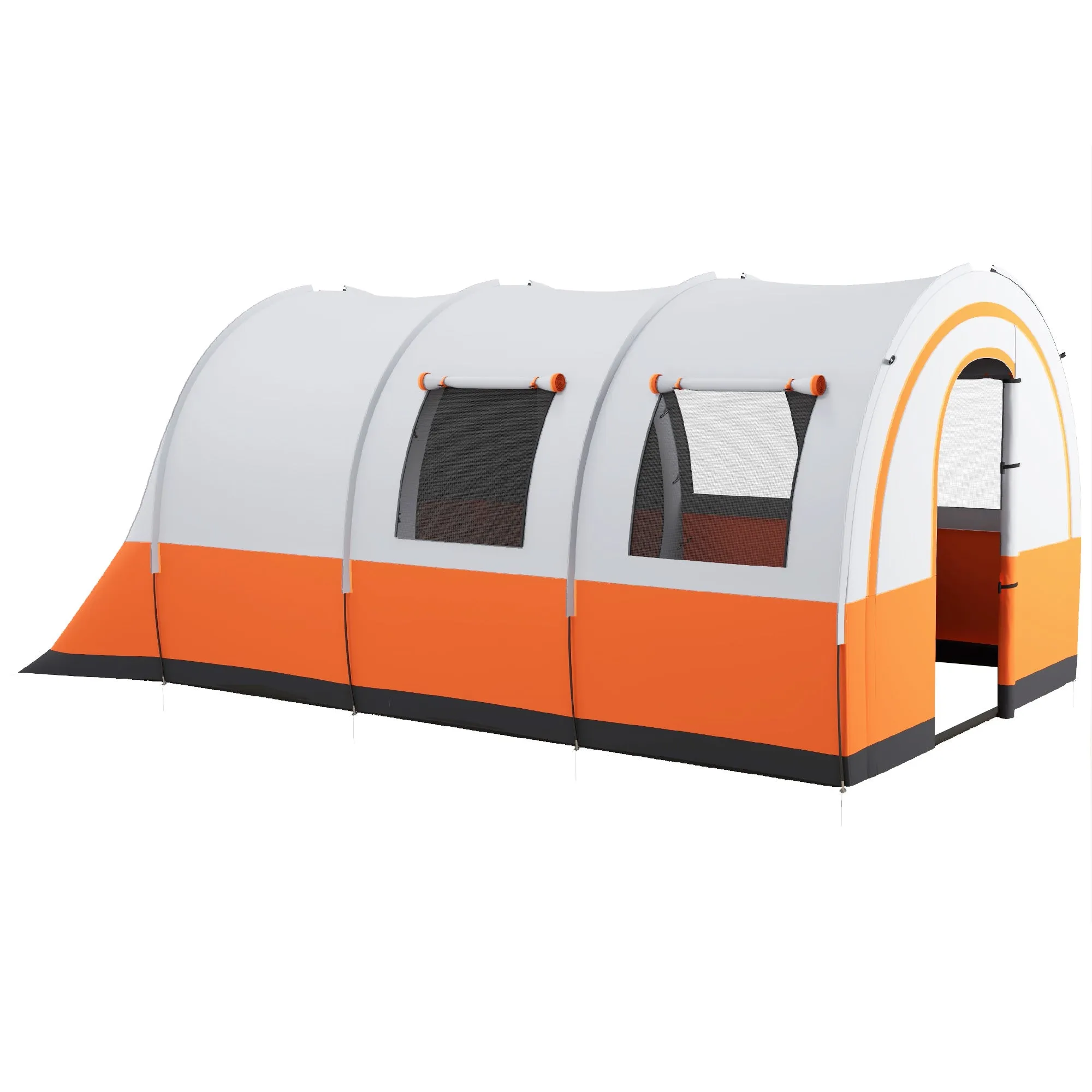 3000mm Waterproof Camping Tent, 5-6 Man Family Tent with Living and Bedroom, Carry Bag Included, Cream and Orange
