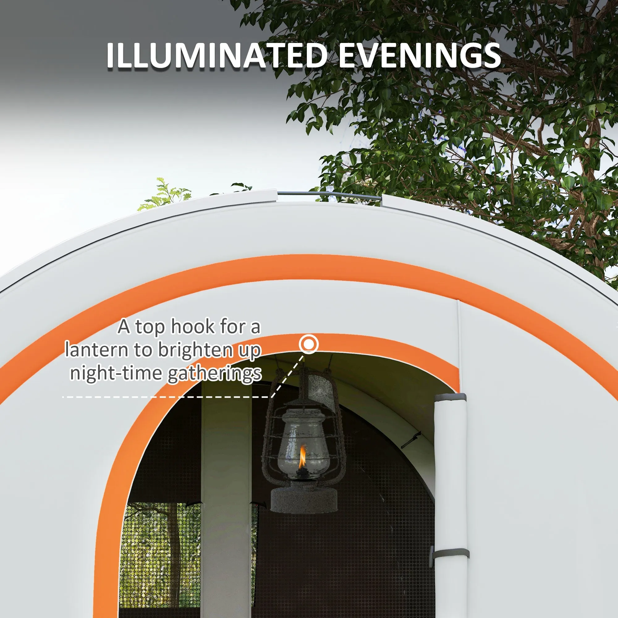 3000mm Waterproof Camping Tent, 5-6 Man Family Tent with Living and Bedroom, Carry Bag Included, Cream and Orange