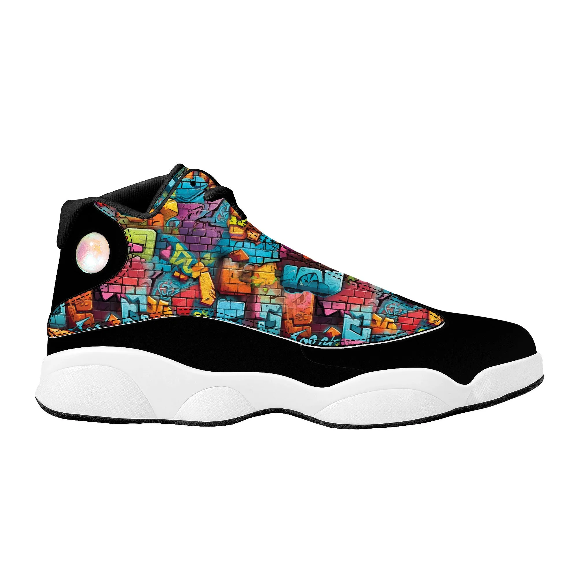 3D Brick Wall Street Art Graffiti Design High-Performance Basketball Shoes