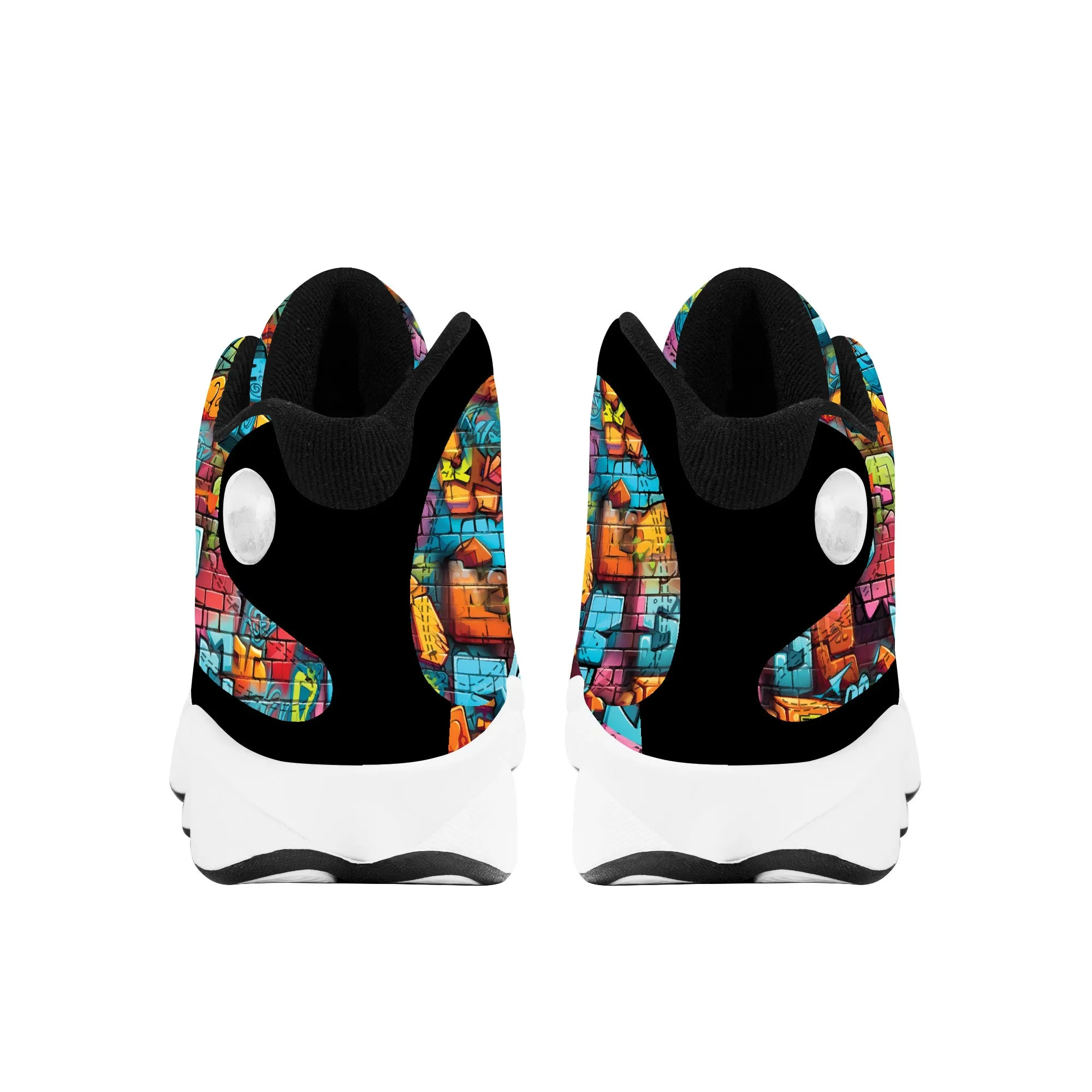 3D Brick Wall Street Art Graffiti Design High-Performance Basketball Shoes
