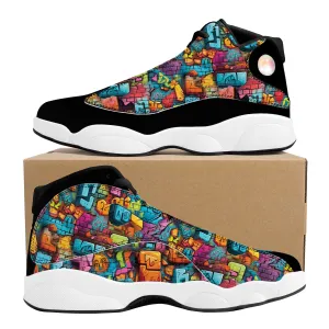 3D Brick Wall Street Art Graffiti Design High-Performance Basketball Shoes