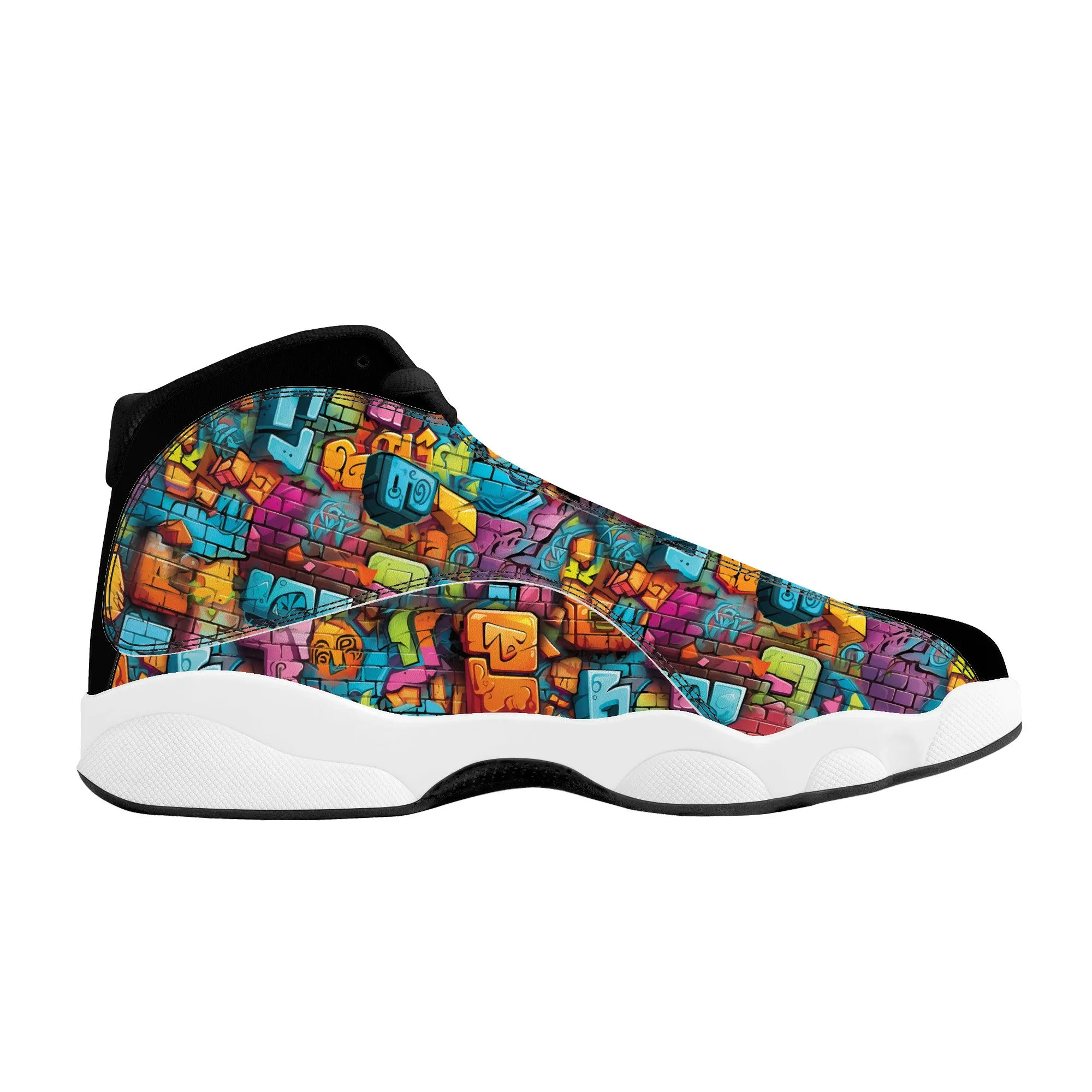 3D Brick Wall Street Art Graffiti Design High-Performance Basketball Shoes
