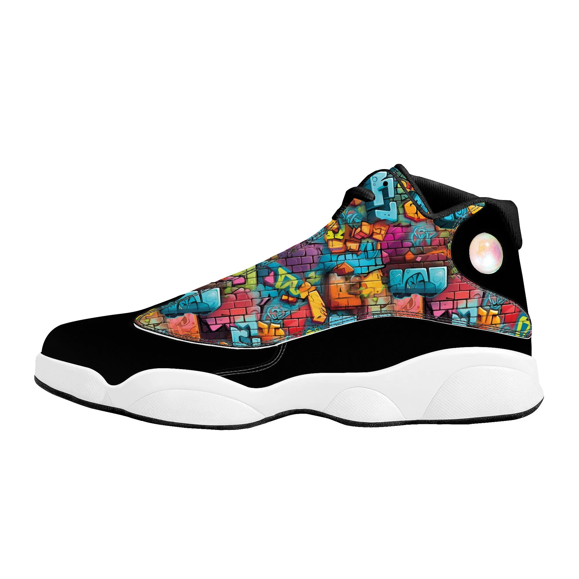 3D Brick Wall Street Art Graffiti Design High-Performance Basketball Shoes