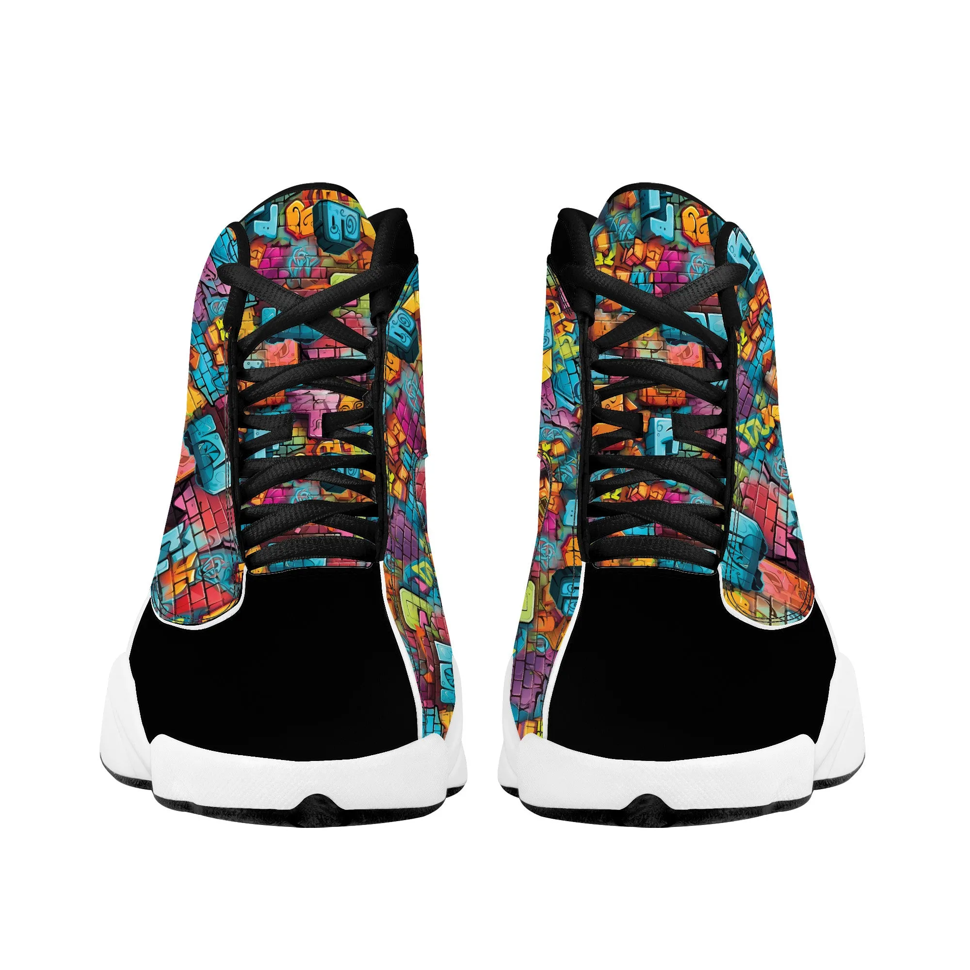 3D Brick Wall Street Art Graffiti Design High-Performance Basketball Shoes
