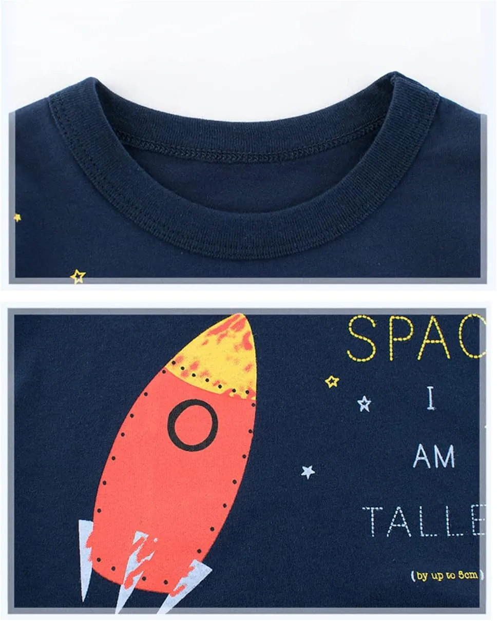 4-Pack Toddler Boys Dinosaur Shark Excavator Truck T-Shirts Graphic Short Sleeve Tees