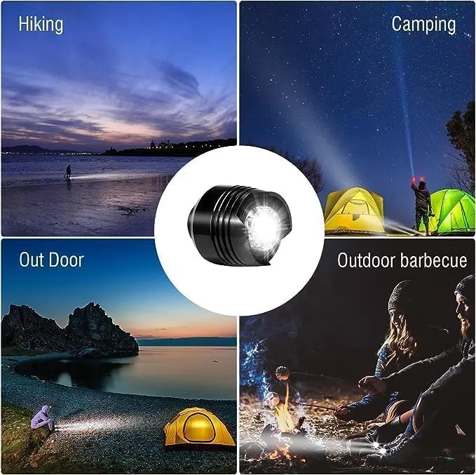 4 Pcs Rechargable Headlights for Crock, Outdoor Waterproof LED Flashlight for Shoes, Clip on Crock Light Attachment Charm, Accessories for Camping, Cycling, Walking, 3 Light Modes, Last 72 Hours
