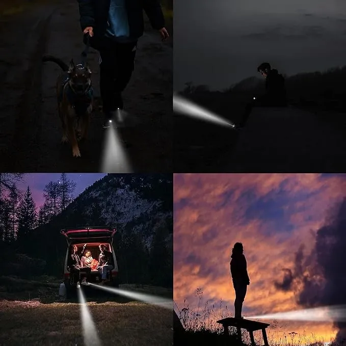 4 Pcs Rechargable Headlights for Crock, Outdoor Waterproof LED Flashlight for Shoes, Clip on Crock Light Attachment Charm, Accessories for Camping, Cycling, Walking, 3 Light Modes, Last 72 Hours