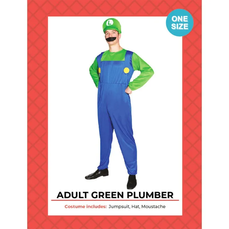 Adult Green Plumber Man Luigi Costume