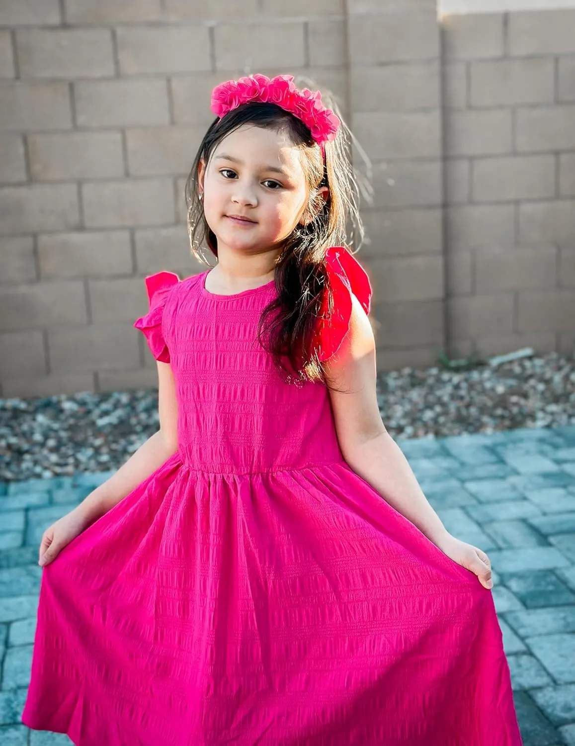 Arshiner Girls Dress Casual Ruffle Sleeveless A Line Summer Dresses