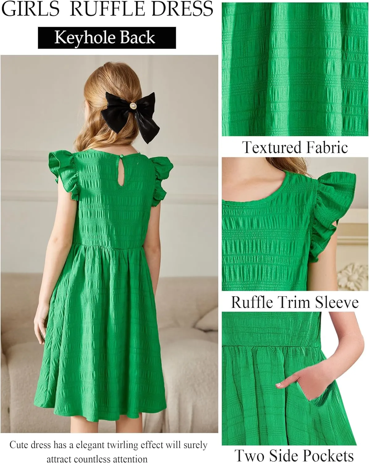 Arshiner Girls Dress Casual Ruffle Sleeveless A Line Summer Dresses