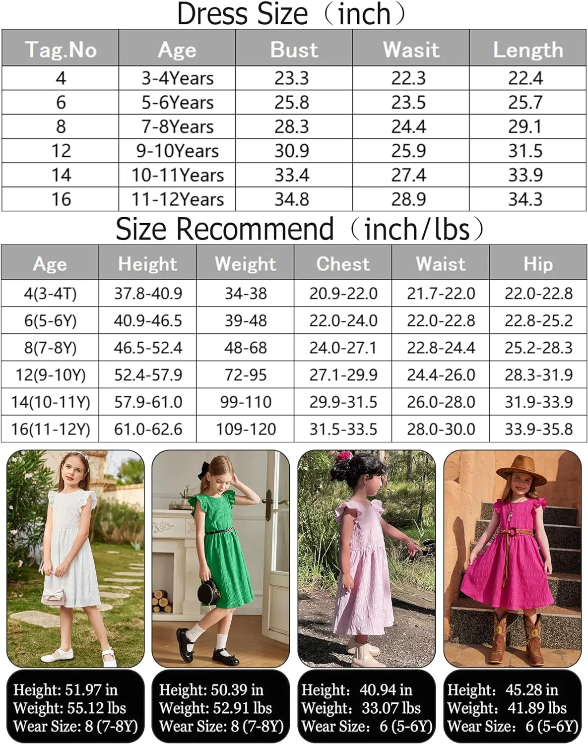 Arshiner Girls Dress Casual Ruffle Sleeveless A Line Summer Dresses