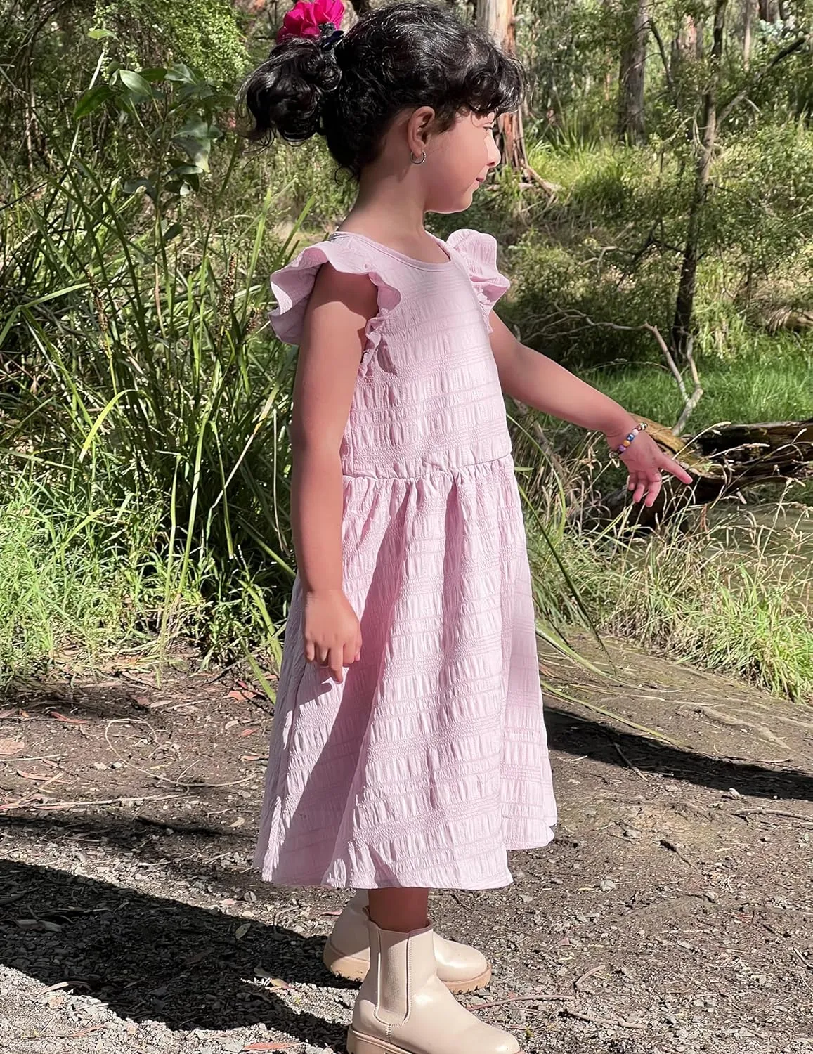 Arshiner Girls Dress Casual Ruffle Sleeveless A Line Summer Dresses