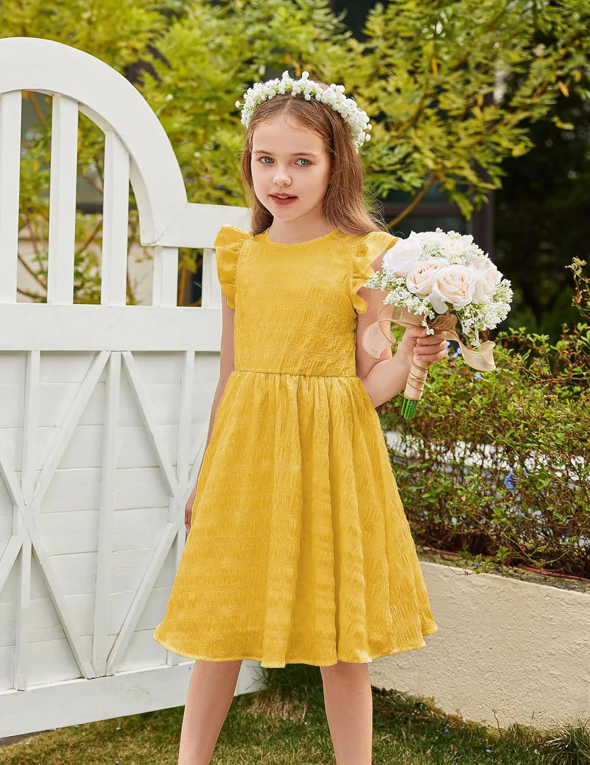 Arshiner Girls Dress Casual Ruffle Sleeveless A Line Summer Dresses