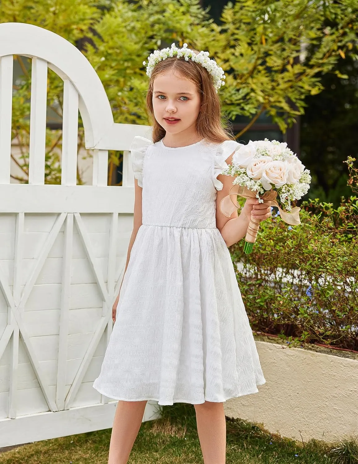 Arshiner Girls Dress Casual Ruffle Sleeveless A Line Summer Dresses