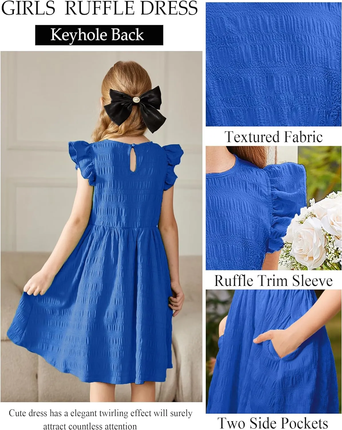 Arshiner Girls Dress Casual Ruffle Sleeveless A Line Summer Dresses