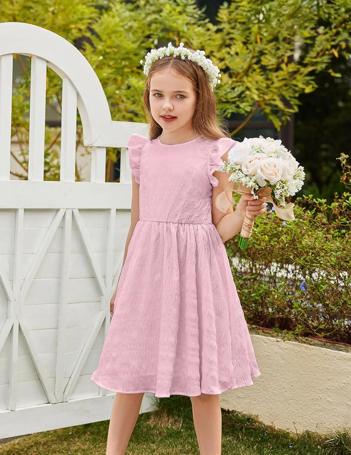 Arshiner Girls Dress Casual Ruffle Sleeveless A Line Summer Dresses