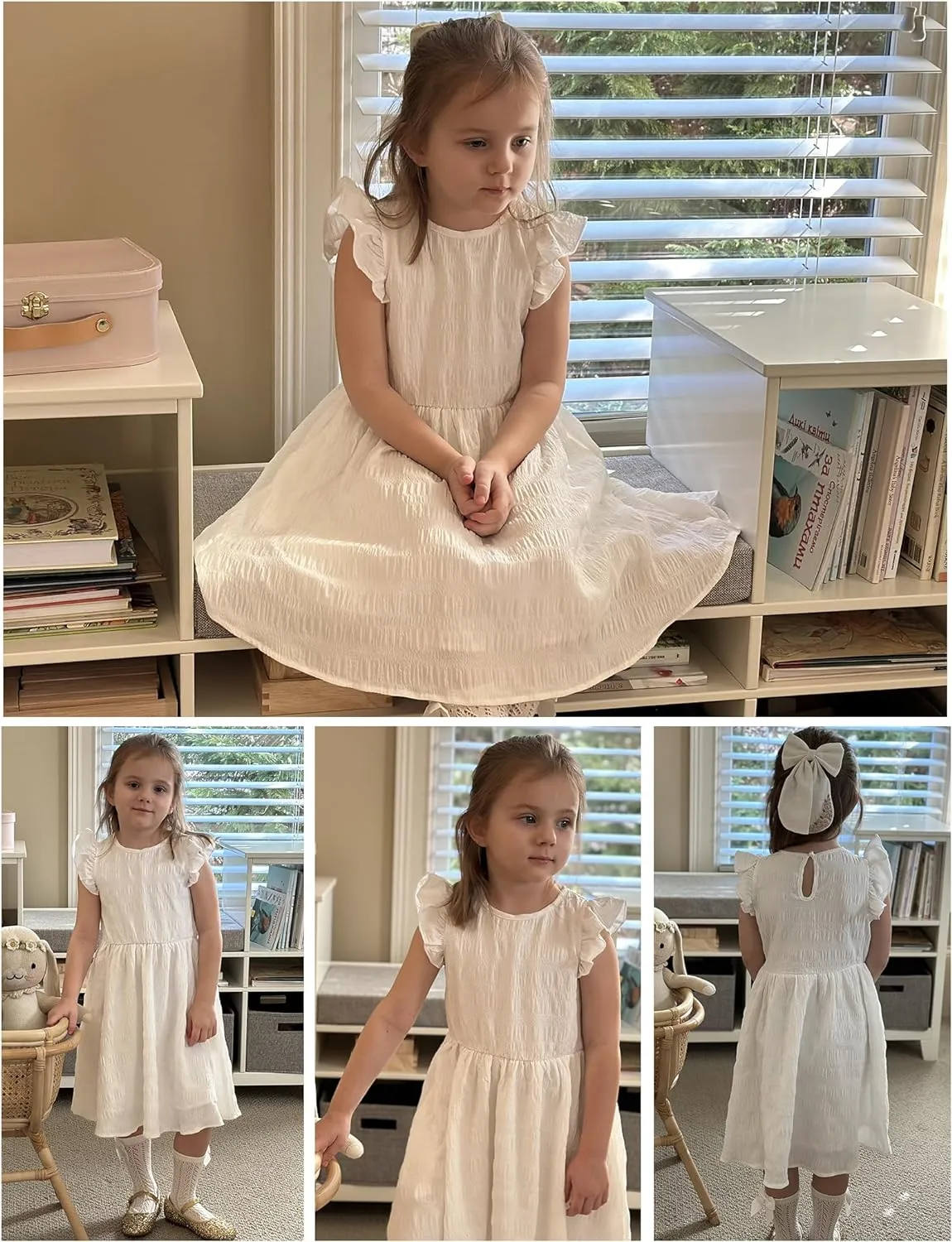 Arshiner Girls Dress Casual Ruffle Sleeveless A Line Summer Dresses