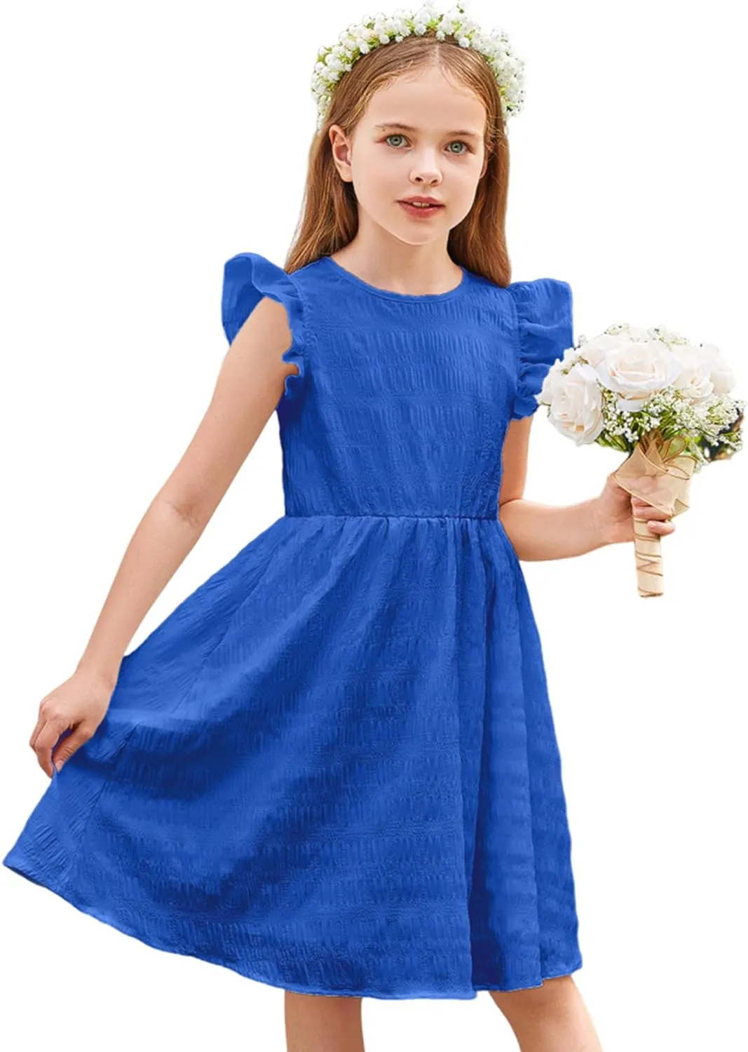 Arshiner Girls Dress Casual Ruffle Sleeveless A Line Summer Dresses