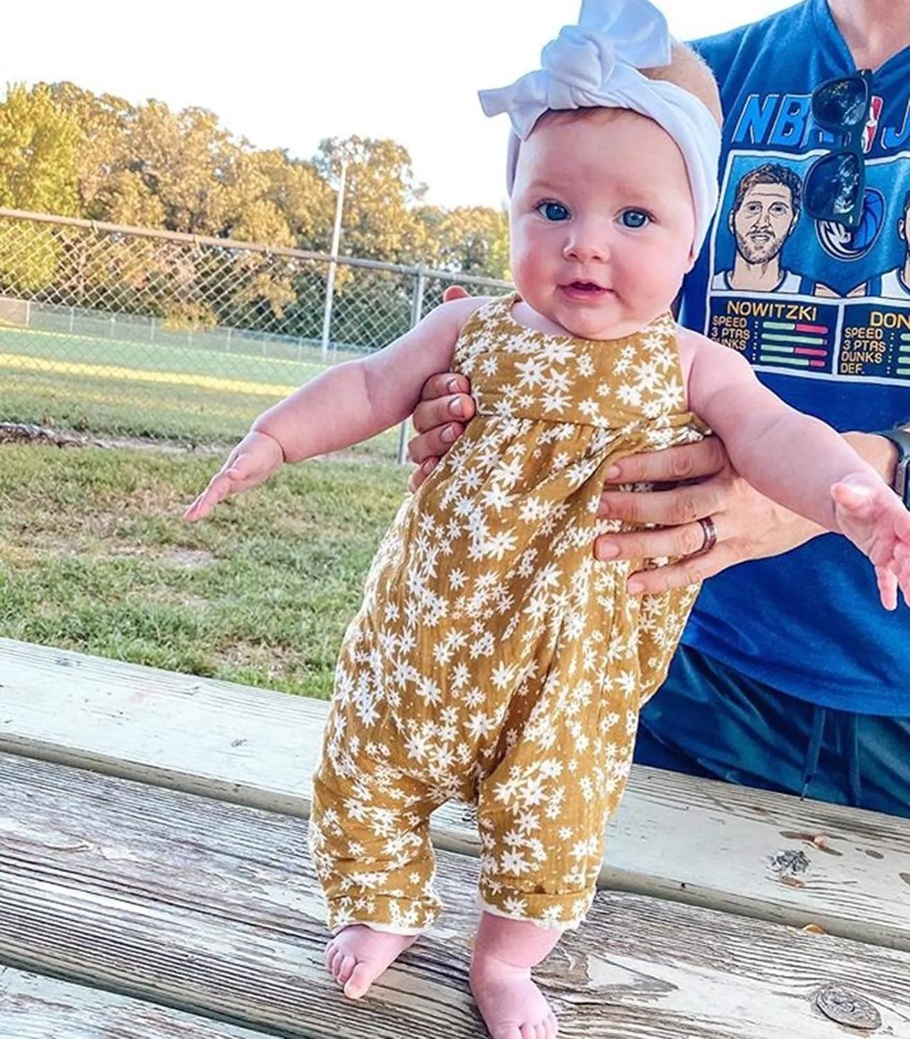 Baby Girls Daisy Print Halter Romper with Bodysuit, Headband, and Floral Jumpsuit - Infant Summer Clothes