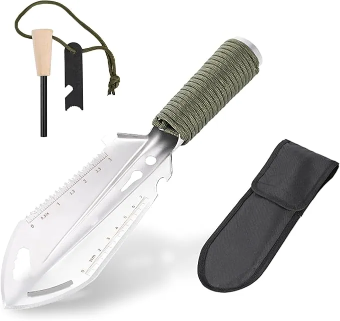 Backpacking Trowel,9 in 1 Multi-Function Camping Shovel with Flint Fire Starter,Trowel Backpacking,Camping Trowel,Ultralight Backpacking Shovel,Hiking Trowel Suitable for Outdoor/Camping