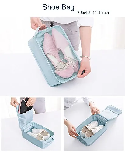 Belsmi 8 Set Packing Cubes Travel Bags - Waterproof Compression Travel Luggage Organizer With Shoes Bag (Beige)