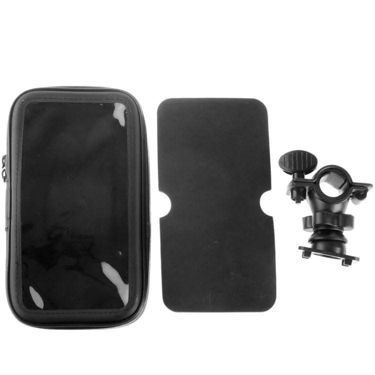Bicycle Handlebar Mount Holder Waterproof / Sand-proof / Snow-proof / Dirt-proof Zipper Touch Bag, Suitable for Galaxy Note III / N9000 & Mega 6.3 / i9200(Black)