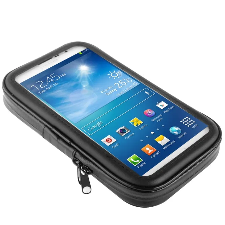 Bicycle Handlebar Mount Holder Waterproof / Sand-proof / Snow-proof / Dirt-proof Zipper Touch Bag, Suitable for Galaxy Note III / N9000 & Mega 6.3 / i9200(Black)