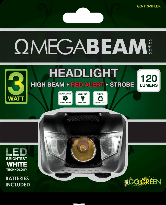 BLACK FLASHLITE MEGA LED HEAD LAMP