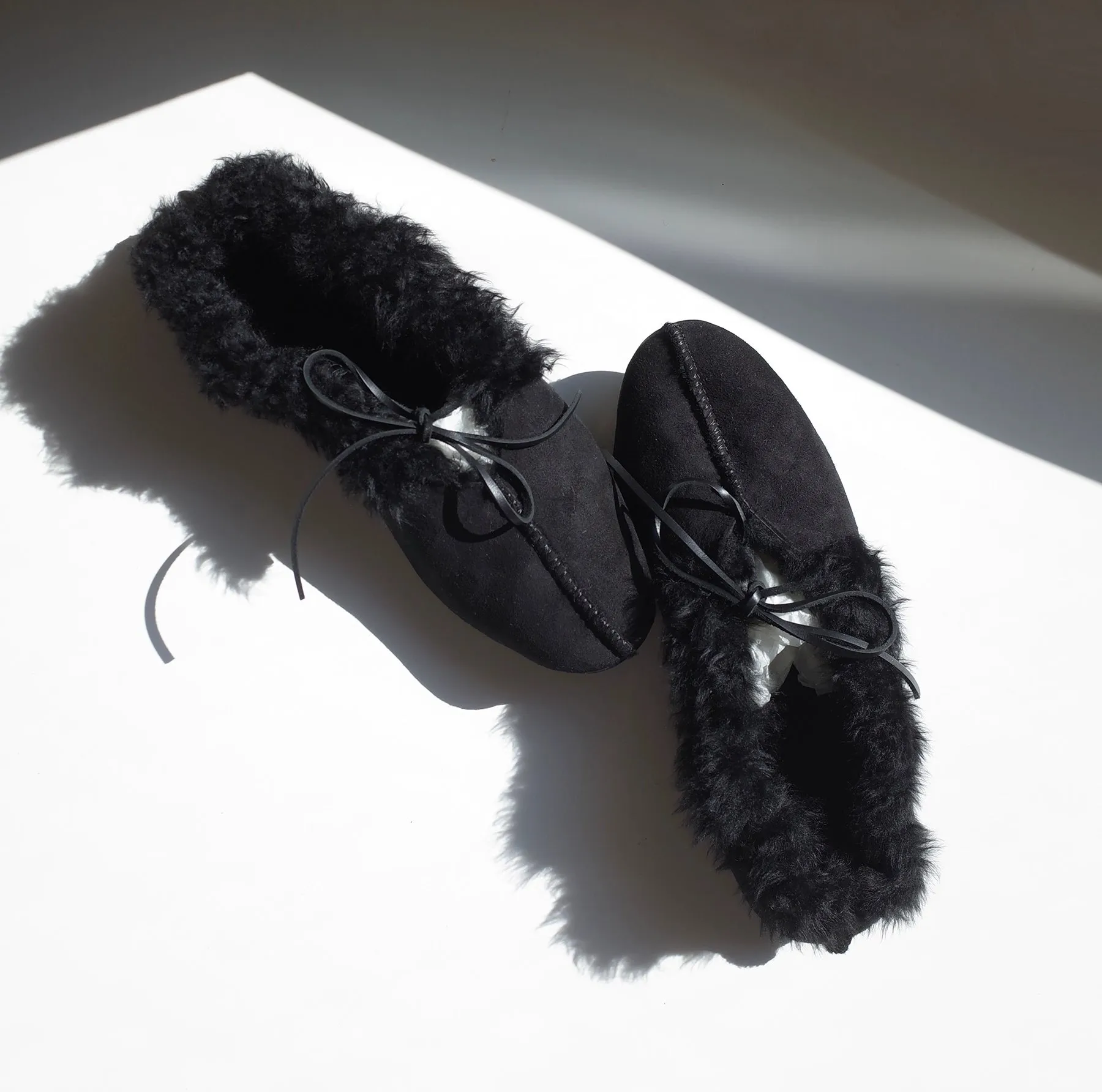 Black Fur-Lined Slippers