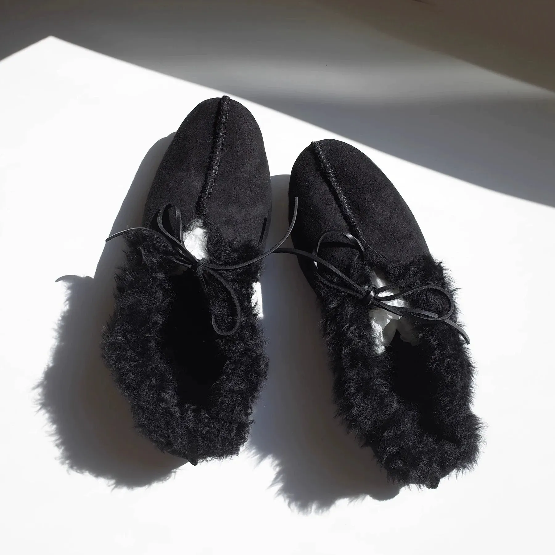 Black Fur-Lined Slippers