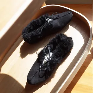 Black Fur-Lined Slippers