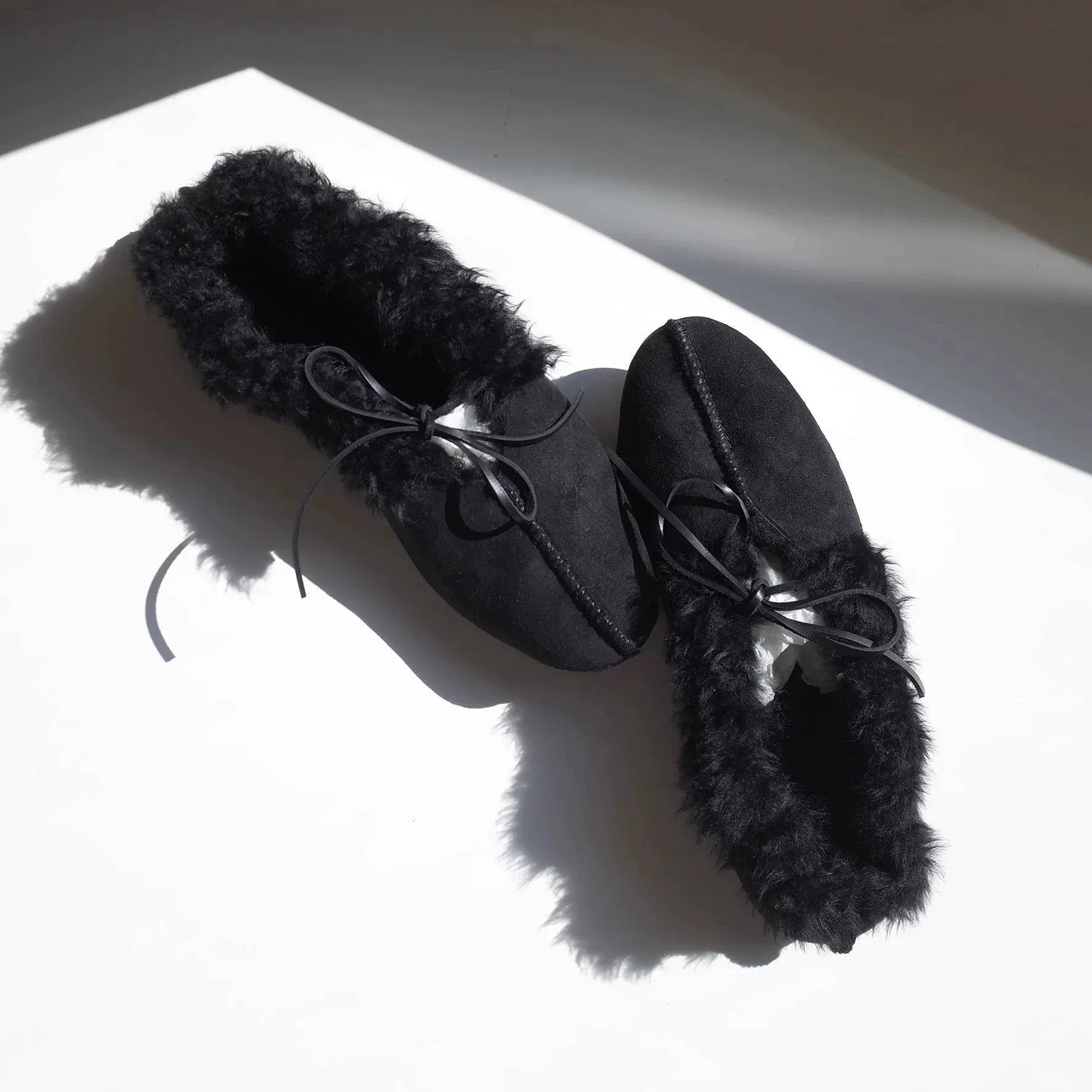 Black Fur-Lined Slippers