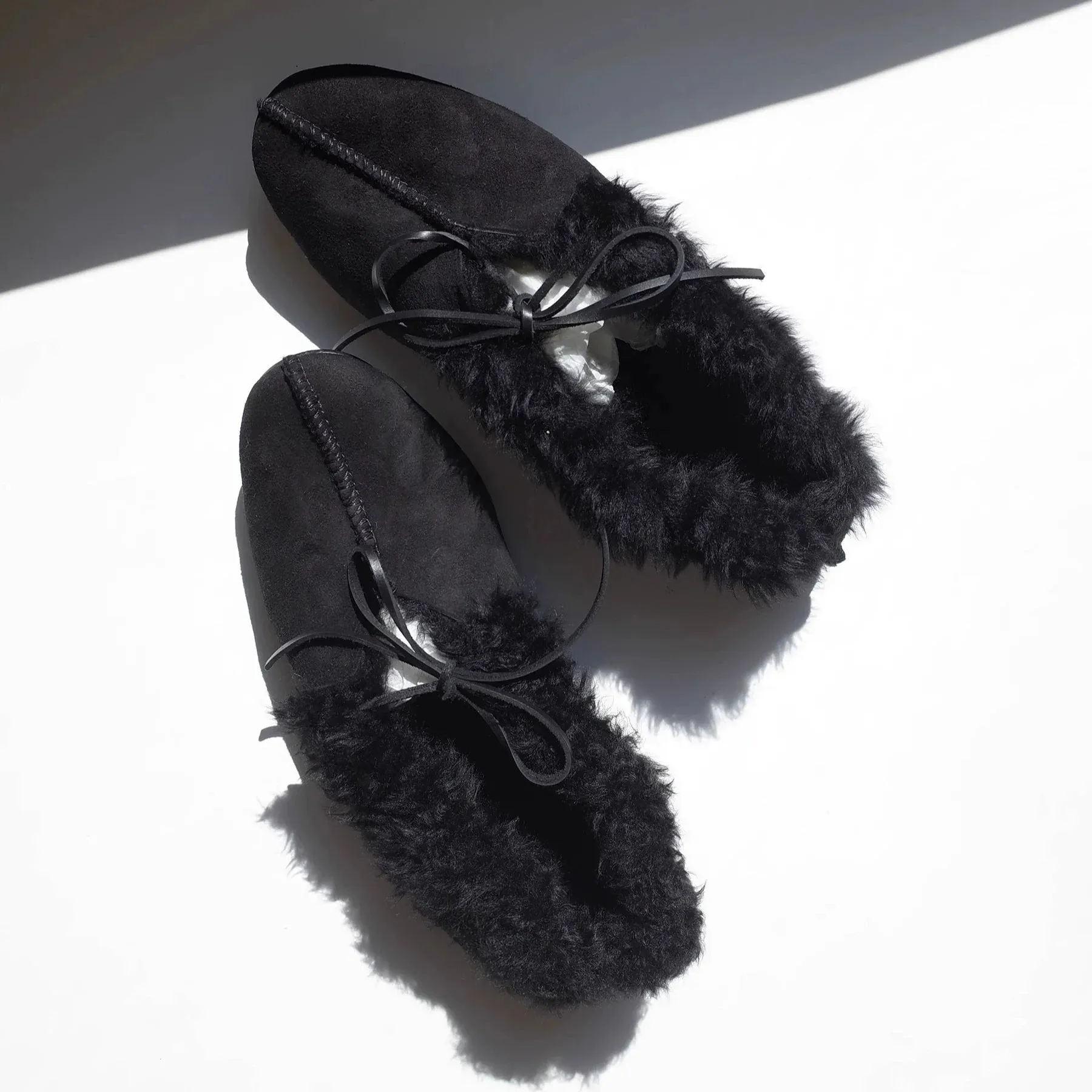 Black Fur-Lined Slippers