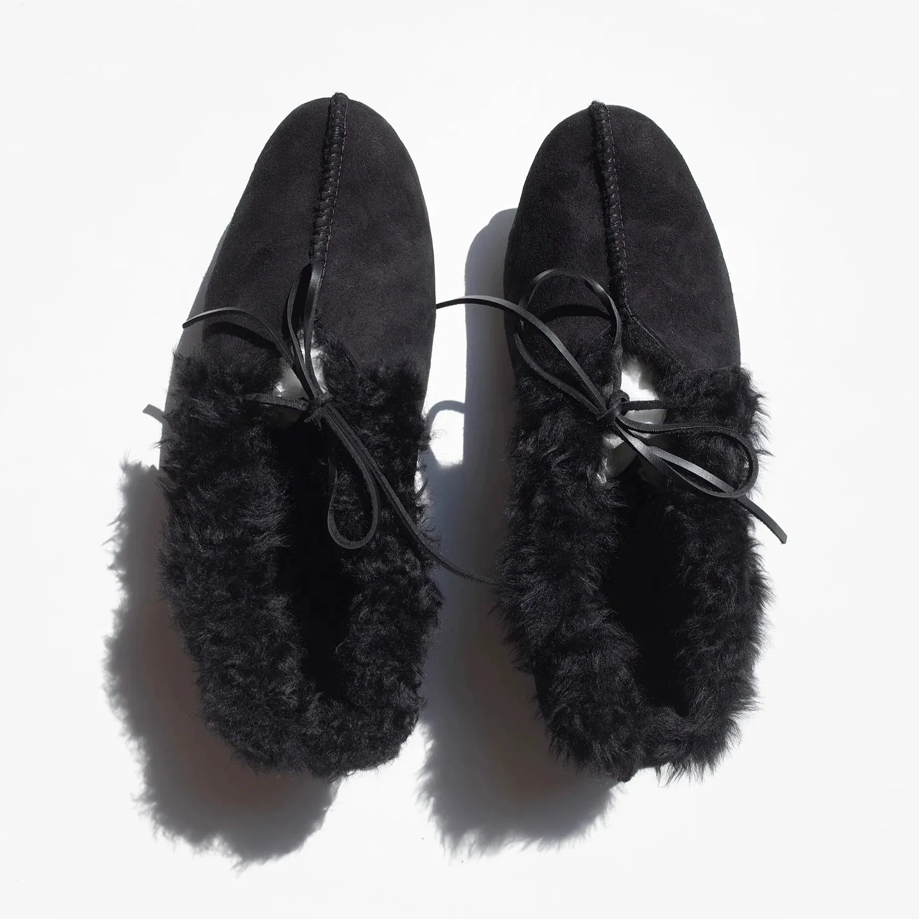 Black Fur-Lined Slippers