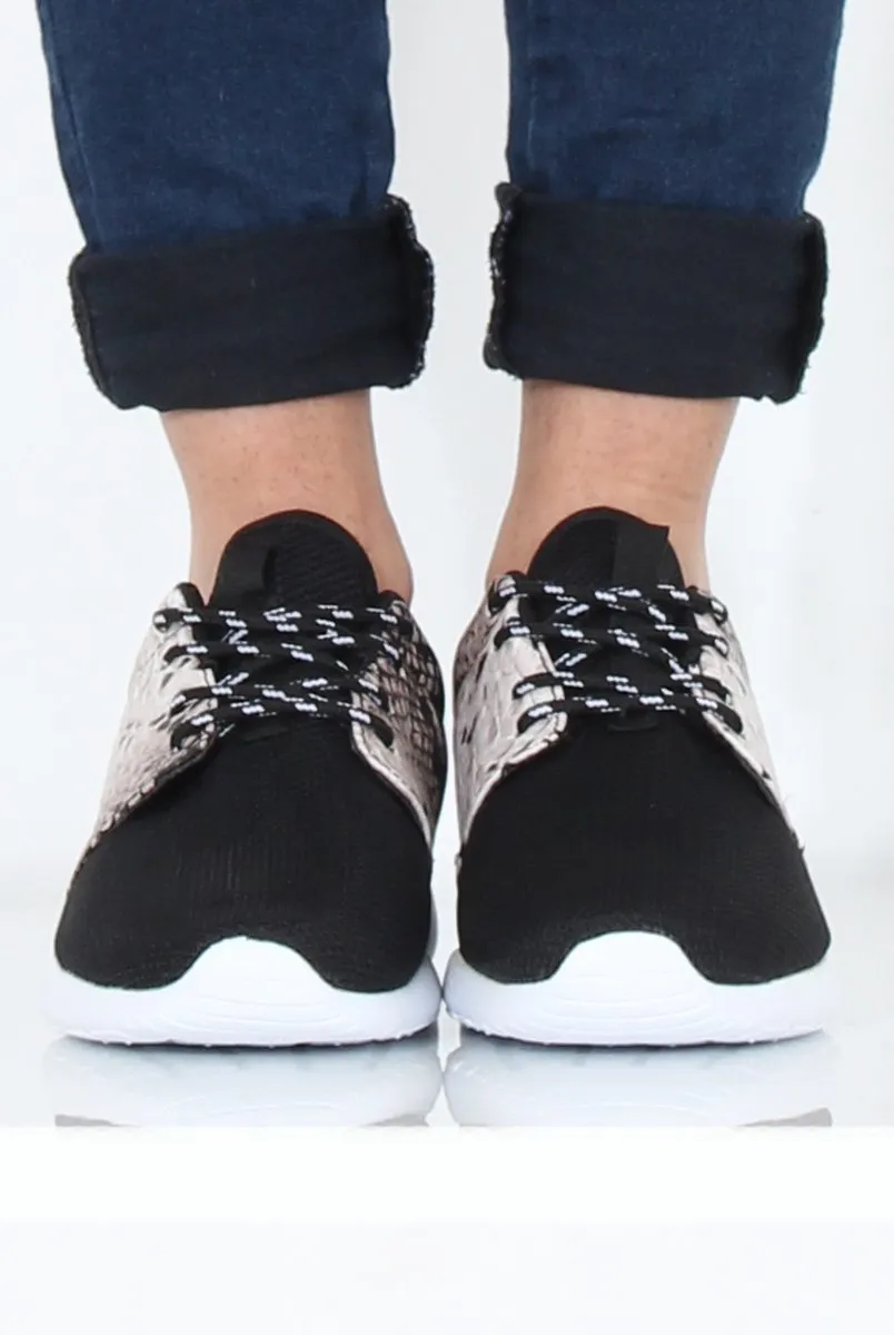 Black Snakeskin Trainers - Candice