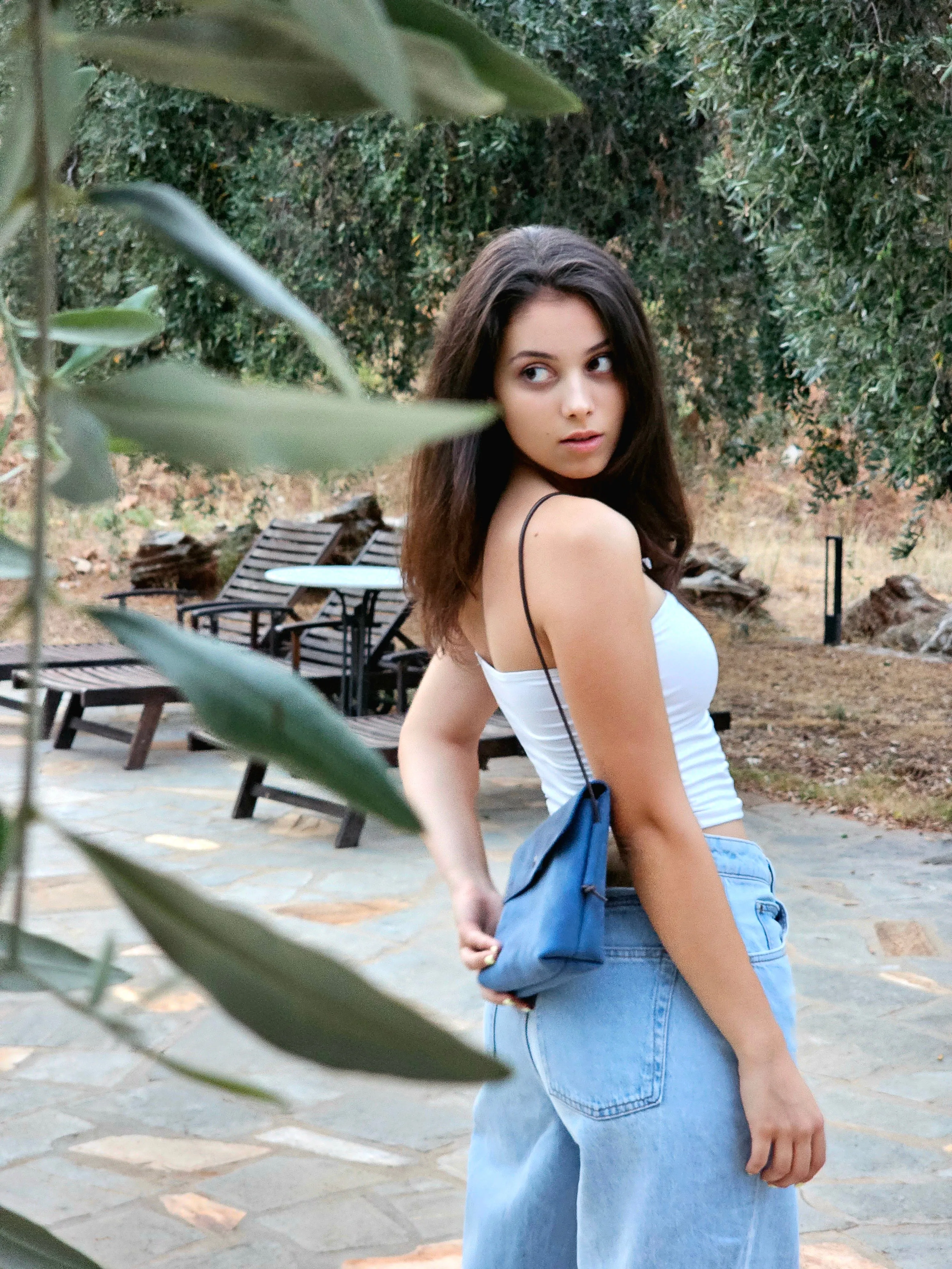 Blue crossbody women's leather bag