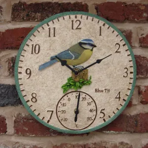 Blue Tit Outdoor Clock and Thermometer