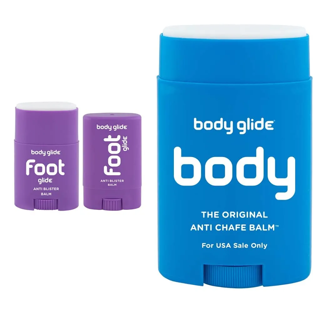 BodyGlide Unscented Foot Anti-Blister Balm (0.8oz & 0.35oz) and Body Glide Original Anti Chafe Balm (1.5oz) Bundle