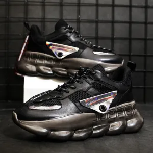 BOOPDO MESS DESIGN CHUNKY SOLE TRAINERS IN BLACK