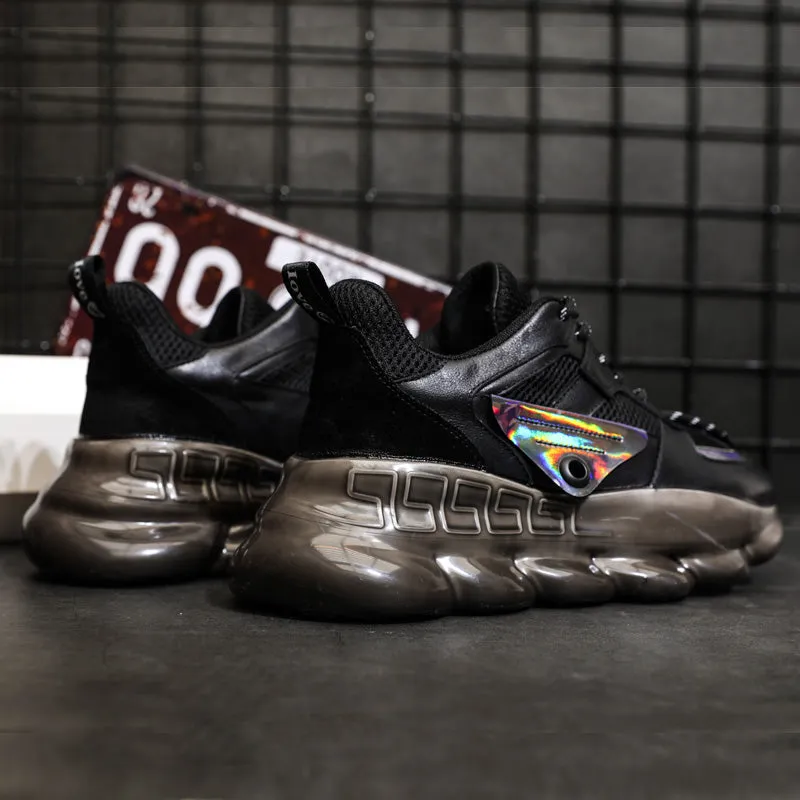 BOOPDO MESS DESIGN CHUNKY SOLE TRAINERS IN BLACK