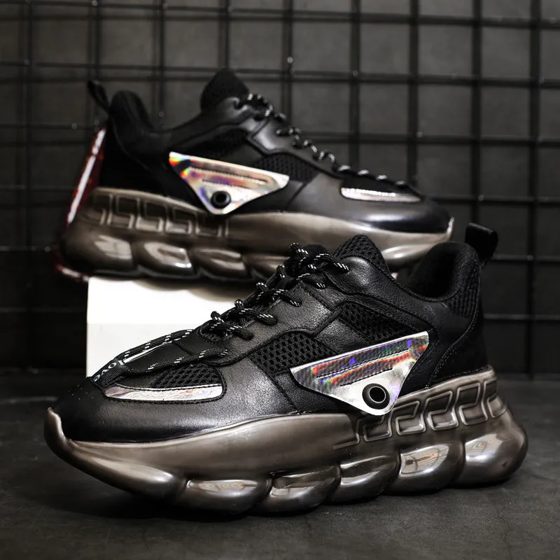 BOOPDO MESS DESIGN CHUNKY SOLE TRAINERS IN BLACK