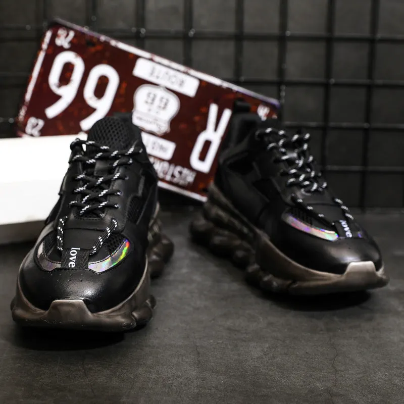 BOOPDO MESS DESIGN CHUNKY SOLE TRAINERS IN BLACK