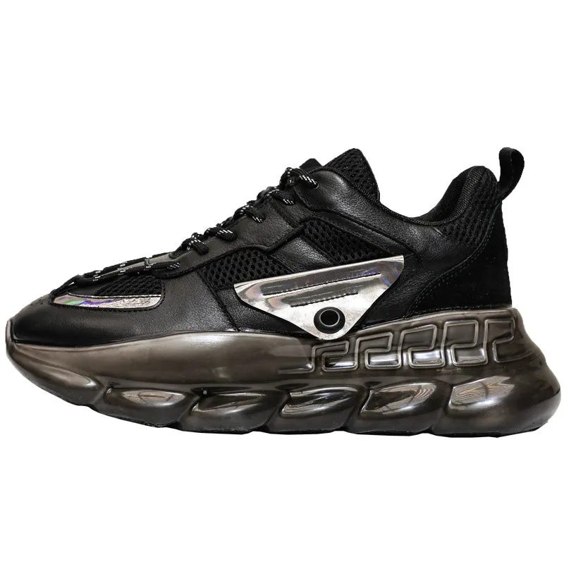 BOOPDO MESS DESIGN CHUNKY SOLE TRAINERS IN BLACK