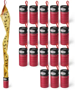 Bugoff Sticky Fly Glue Trap Tape, Pack of 18 Piece, Drosophila Insect Flies Catcher Strips, Fruit Fly Sticky Trap for Indoors, Outdoors, Garden, House, Greenhouse, Home Use
