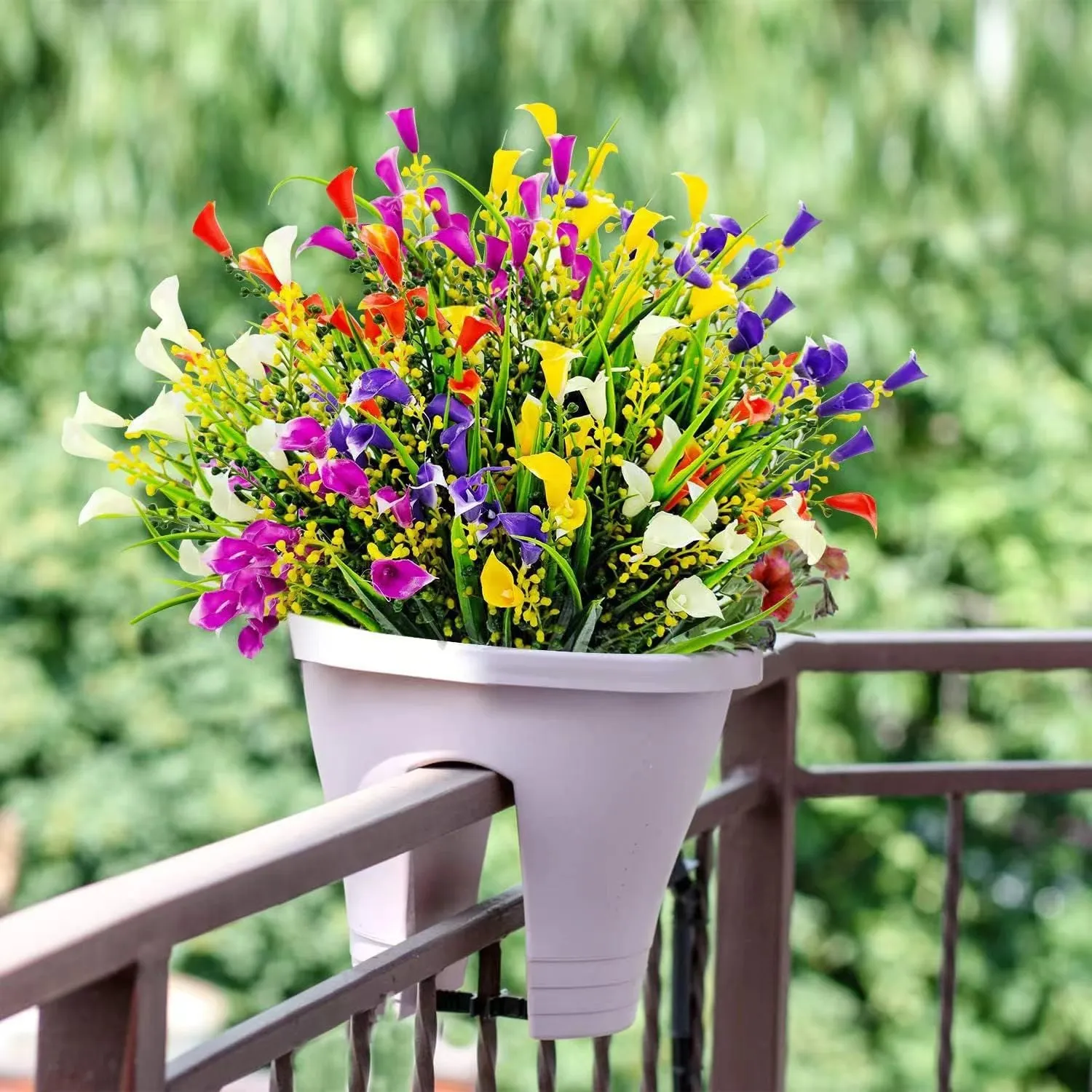 Bulk 10 Bundles Fake Calla Lily Flowers UV Resistant Faux Greenery Artificial Plants for Outdoors Wholesale