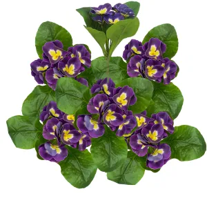Bulk 9.8" 5Pcs Artificial Pansy Flowers for Outdoors UV Resistant Plants Wholesale